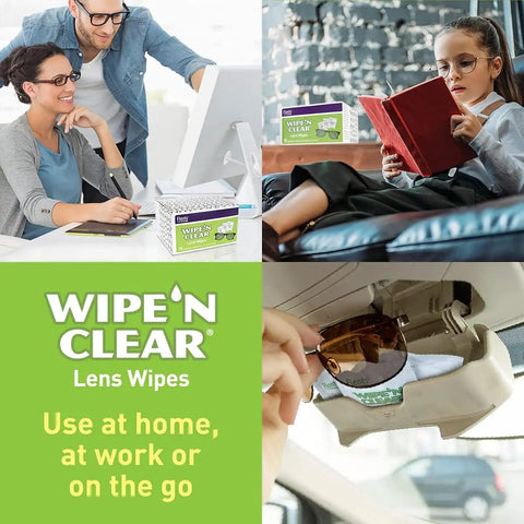 Pre Moistened Lens Cleaning Wipes For Glasses And Shades Gentle Streak Free Fast Drying Individually Wrapped Travel Ready Packs Four Boxes 300 Wipes Total Safe On Coatings Made In USA for home, work, or travel use.