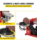Heavy Duty 375W Bench Belt And Disc Sander Combo For Woodworking Projects showing 180-degree miter gauge and 45° adjustment.