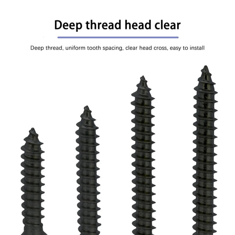 No Sweat Black Self Tapping Wood Screws Number 8 X 1 Inch 100 Pack Rock Solid Zinc Plated Steel Fasteners With Wide Truss Head And Phillips Drive For Easy Drywall Metal Assembly Work