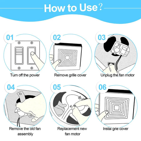 Illustrated guide for DIY Friendly 0695B000 Motor Assembly For QT80 Series Bathroom Exhaust Fans Replacement with Blower Wheel.