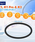 Rock Tumbler Belts for KomeStone K1 K1 Pro and K3 Replacement Rubber Belts for Smooth Polishing Durable Long Lasting Performance Not Compatible with K2 Elite. Black rubber belt, 9.56in/24.3cm