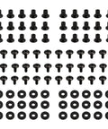 Kickass Chicago Screws For Gun Holsters And Kydex Fittings With Rubber Washers Tough As Nails 1/4 Inch Fastener Kit arranged in rows.