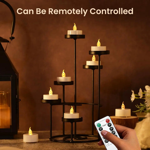 Flameless LED Tea Light Candles 24 Pack With Realistic Flicker Warm Yellow Glow Battery Operated Tealights with remote control