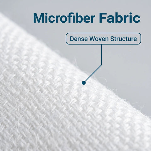 Close-up of dense woven microfiber fabric in Top Shelf Four Inch Cleanroom Wipes Lint Free Microfiber Cloths for precise cleaning.