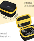 Tough As Nails Hard Shell Carrying Case For Franklin Sensors Prosensor M70 Stud Finder With Seven Detection Sensors Heavy Duty Eva Travel Organizer Bag Black Variant with yellow zipper and dimensions shown.