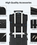 HanTrip 16-Inch underseat carry-on luggage, black softside with wheels; water-resistant with double zippers.