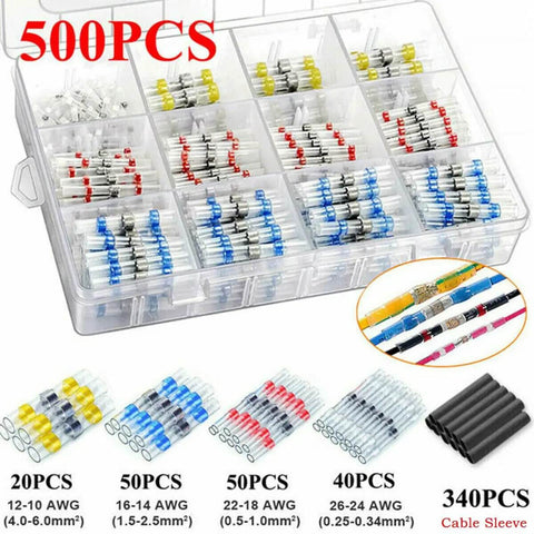 Top Tier 500 Piece Heat Shrink Solder Kit For Waterproof Wire Connectors And Sealed Butt Splices Includes Insulated Electrical Terminals Perfect Pro Grade Sleeve Tube Gear To Fix Your Rig Fast, 500pc organizer case