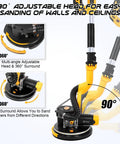 Drywall Sander For Popcorn Ceiling Removal Pro Grade 880W with 360° adjustable head and vacuum dust collector.