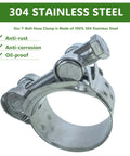 Premium T Bolt Hose Clamps 48-51mm Heavy Duty Adjustable Tube Clamps 304 Stainless Steel Wide Band For 2 Inch Exhaust Clamp