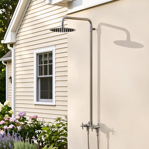 Built Like A Tank 316 Marine Grade Stainless Steel Wall Mount Outdoor Shower Kit Salt Resistant Heavy Duty Fixtures For Poolside Cleaning Patio Maintenance And Coastal Backyards