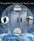 49 Cu Ft Commercial Freezer Double Door Reach In Stainless Steel Upright With Smooth Digital Temp Control And Rapid Self Defrost, featuring LED lights and self-closing doors.