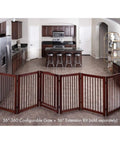 Extension Kit for 360 Configurable Walk Through Folding Pet Gate Expands Openings to 38 Inches Wide in kitchen setting