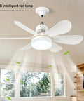 40W Small Ceiling Fan with Lights, Remote, 3 Color Temps, 520mm White in modern living room, showcasing LED lamp and white blades.