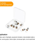 Heavy Duty E10 Miniature Bulbs With A Sweet Warm Yellow Glow And Secure Metal Screw Base Built For Flashlights And Electronics Gear Arrives In A Snazzy Storage Case With A Solid Ten Pack in clear box.