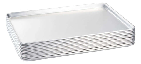 Full Size 18 By 26 Inch Aluminum Sheet Pan For Commercial Bakery, 19 Gauge Heavy Duty Cake Pans With Wire Reinforced Beaded Rim, 12 Pack