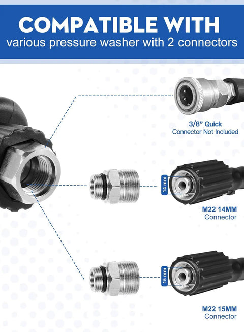 Heavy Duty 5000 PSI Short Pressure Washer Gun With Swivel Inlet And Extension Wand Five Nozzles M22 Connectors Car Wash Kit diagram