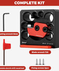 Slick No Sweat Drill Attachment Jig Kit For Turning Square Lumber Into Smooth Wooden Dowels Fast Solid Eight Size Range with adjusting tools.
