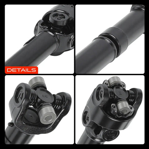 Beefed Up Front Driveshaft Assembly For Jeep Cherokee Comanche Wagoneer 1987-2001 4WD close-up of joints and steel material details.