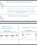 Installation options for Under Cabinet LED Lights Kit With Six 12 Inch Bars Seamlessly Linkable Includes Adapter And Switch