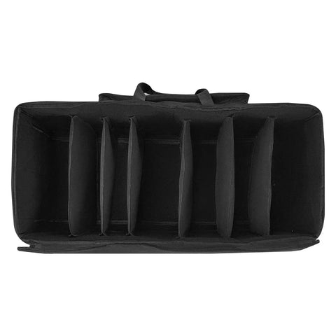 No Sweat Electronic Drum Roller Case With Thick Cushioning And Easy Rollin Wheels, Large Travel Softcase interior view with removable dividers.