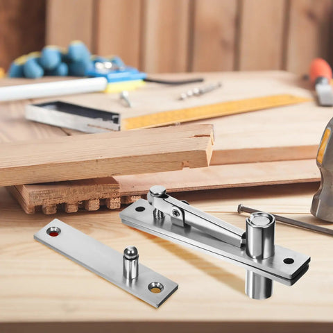 Heavy Duty Hidden Pivot Door Hinge For Wood Doors In Ultra Thin 201 Stainless Steel Discreet Mount Invisible Door Hardware Sturdy Pivot Hinge For Quiet Secure Opening And Closing Modern Wood Door Upgrade on wood board