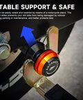 Close-up of M10 Swingarm Spools Slider for Motorcycles 10mm x 1.5 Pitch Heavy Duty CNC Aluminum in orange mounted on a bike