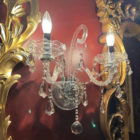 Crystal Wall Sconce Light With Double Heads And Pendant European Style Wall Lamp For Hallway And Living Room Dope Look Luxury Decor