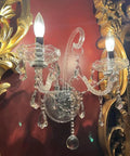 Elegant Crystal Wall Sconce Candles Set Of 2 For Living Room Bath Entryway Hallway Hardwired Classic Wall Lights With Glam Accents