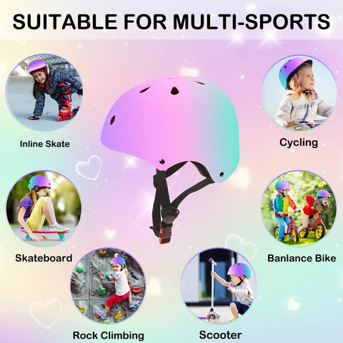 All Ages Kids Helmet For Boys And Girls Lightweight Ventilated Safety Gear For Bike Scooter Inline Skates And Skateboarding With Impact Resistance And Adjustable Fit A Cool Gift For Toddlers Through Teens shown for multi-sport use