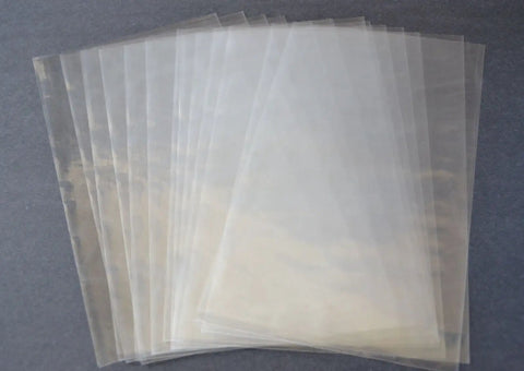 500 Pcs 4X6 Inch Polyolefin Heat Shrink Film Wrap Flat Bags With Vent Hole stacked on gray background.