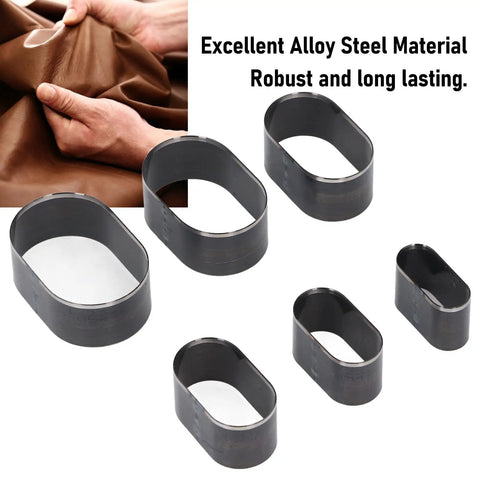 Pro Grade Leather Cutting Dies Set Six Pcs Oval Hole Hollow Punch Cutter Dies for DIY Leatherwork, alloy steel, six sizes variety