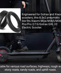 Scooter equipped with 8.5 Inch By 2 Inch Scooter Tire And Inner Tube Set 50/75-6.1 on pavement, compatible with Gotrax and Xiaomi models.