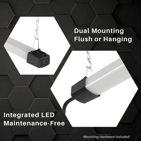 Slim 4Ft LED Shop Light 40W Strip Work Light With Inline Switch Daylight White 5000K for garage, workshop, basement installed