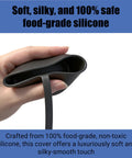 Close-up of Premium Thick Silicone Charger Port Cover For Tesla Electric Vehicle in hand, showcasing soft, food-grade silicone material.