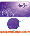 Desk Pad Protector For Office And Home All Day Non Slip Mouse Pad 23.6 By 11.8 Inches Purple Butterfly Desk Mat With Durable Stitched Edges
