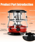 Indoor And Outdoor Kerosene Heater With Radiant Heat Portable Non Electric 9000 BTU Stove For Camping And Hunting Dual Purpose Cooktop