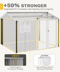 10 Ft By 8 Ft Metal Outdoor Storage Shed With Windows And Lockable Doors Sloped Roof Waterproof Rain Or Shine Ready