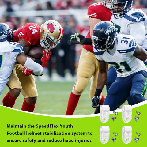 Helmet Hardware Kit With Quick Release Facemask Hardware Clips Screws And Nuts For F7 And SpeedFlex Helmets Easy Install Durable Thumb Clips And Fasteners For Youth And Adult Safe Football Gear, football players and hardware kit image