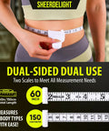 Person using Slim Accurate Retractable Body Measuring Tape 2 Pack With Inch And Centimeter Dual Scale Portable Durable One Click Readings.