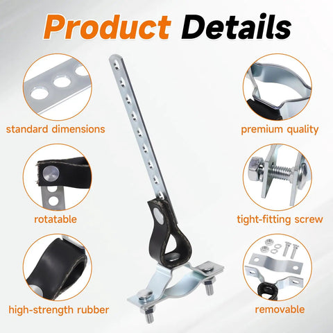 Diagram showing features of Rugged RV Exhaust Hanger For Generators And Onan 2500 4000 5500 Cummins Odyssey 1-1/2 Inch Tailpipe Replacement 1552174 155-2174 Easy Install And Durable