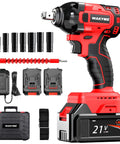 Red and black cordless impact wrench with accessories, battery pack, and charger, Real Deal Wrench For DIY And Home Repair With Red And Black Finish Non Slip Grip Durable Heavy Duty Hand Tool No More Fake Wrenches In Your Kit Perfect For Pro And Weekend Projects