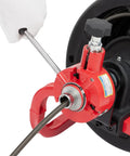 Close-up of Heavy Duty Workhorse Electric Drain Auger Machine With Automatic Forward And Reverse Footswitch Control for sewer clogs.