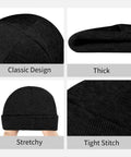 Premium Black And White Piano Plate Grid Knit Beanie Super Soft Winter Hat For Men And Women Stay Cozy Fresh Drip In Cold Weather with tight stitches.