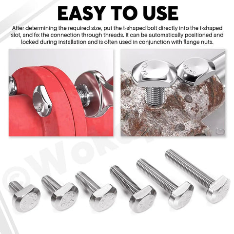 Pro Grade 50 Piece 304 Stainless Steel T Slot Bolt Kit M5 And M6 Drop In Stud Bolts installation example on T Track