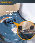 1 HP Dust Collector With 1 Micron Bags And Mobile Base, 800 CFM Woodshop Dust Collection System showing 4-inch main inlet