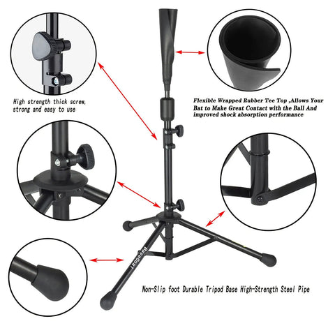 7X7 Baseball Practice Net Featuring Adjustable Strike Zone And Height Adjustable Tee For Backyard Ballers detail of adjustable tee components.