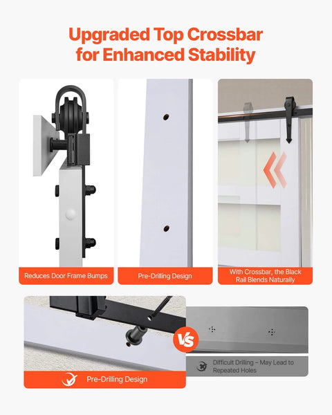 Premium Sliding Barn Door Kit 36 By 84 Inches With Header Board 6 Foot 6 Inch Track Kit And Handle shown with close-up details