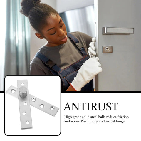 Person installing Stainless Steel Pivot Hinges For Wooden Doors 2 Pack 360 Degree Rotating Concealed Door Hardware