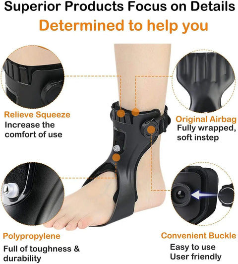 Drop Foot Brace With Inflatable Airbag for Stroke Recovery Lightweight AFO Ankle Foot Orthosis Support Left Leg Detail