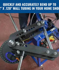 Close-up of Heavy Duty Hydraulic Tubing Bender With High Capacity Pipe Bending Rig driven by one horsepower motor.